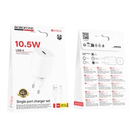 Сетевое ЗУ BOROFONE BA101A + кабель Micro USB (USB/2.1A) белое