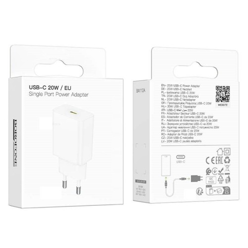 Сетевое ЗУ BOROFONE BA112A (PD 20W/3A) белое