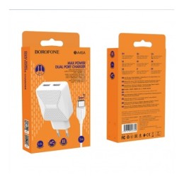 Сетевое ЗУ BOROFONE BA45A + кабель Type-C (2USB/2.4A) белое