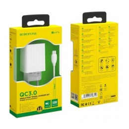 Сетевое ЗУ BOROFONE BA47A + кабель Type-C (1USB/QC 3.0/18W) белое
