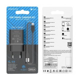 Сетевое ЗУ BOROFONE BA52A + кабель Type-C (1USB/2.1A) черное