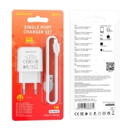 Сетевое ЗУ BOROFONE BA64A + кабель Micro USB (USB/2.1A) белое