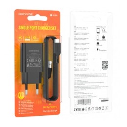 Сетевое ЗУ BOROFONE BA68A + кабель Type-C (1USB/2.1A) черное