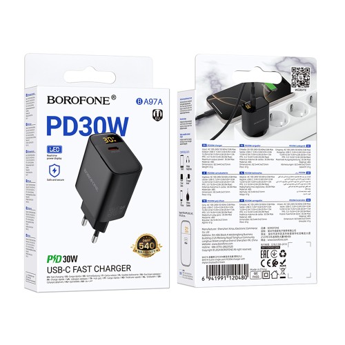 Сетевое ЗУ BOROFONE BA97A (PD 30W) черное