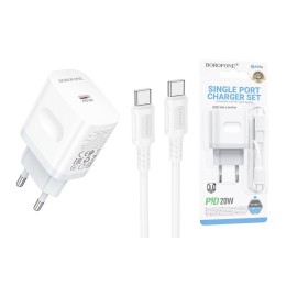 Сетевое ЗУ BOROFONE BA99A + кабель Type-C/Type-C (PD 20W) белое