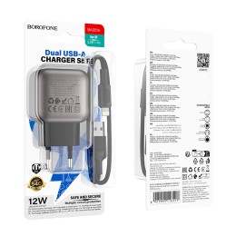 Сетевое ЗУ BOROFONE BAS51A + кабель Lightning (2USB/2.4A) черное