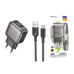 Сетевое ЗУ BOROFONE BAS52A + кабель Type-C (USB QC3.0/18W) черное