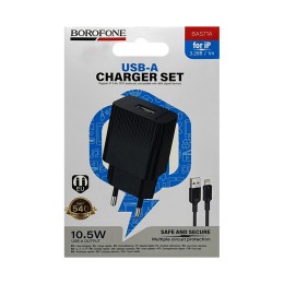 Сетевое ЗУ BOROFONE BAS71A + кабель Lightning (1USB/2.4A) черное
