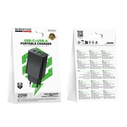 Сетевое ЗУ BOROFONE BAS74A (USB QC3.0/20W) черное