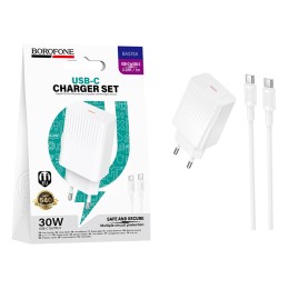Сетевое ЗУ BOROFONE BAS75A + кабель Type-C-Type-C (PD 30W) белое