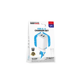 Сетевое ЗУ BOROFONE BAS81A + кабель Type-С (2USB/10.5W/2.1A) белое 