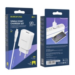 Сетевое ЗУ BOROFONE BN1 + кабель Micro USB (USB/2.1A) белое