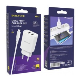 Сетевое ЗУ BOROFONE BN2 + кабель Micro USB (2USB/2.1A) белое