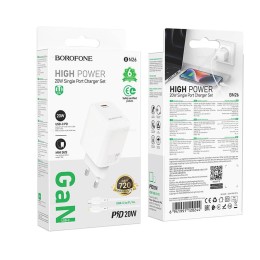 Сетевое ЗУ BOROFONE BN26 + кабель Lightning/Type-C (PD 20W/3A) белое