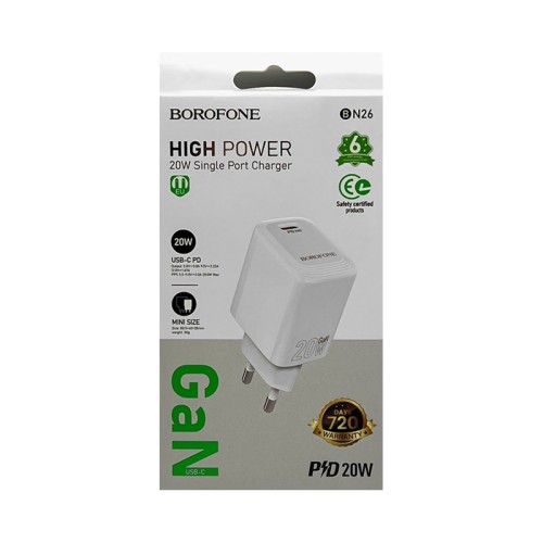 Сетевое ЗУ BOROFONE BN26 (PD 20W/3A) белое