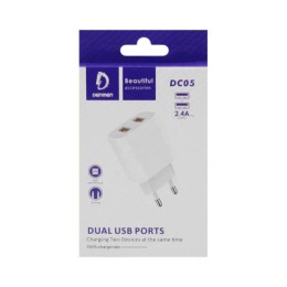 Сетевое ЗУ DENMEN DC05 (2USB/2.4A) белый