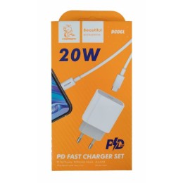 Сетевое ЗУ DENMEN DC06L + кабель Lightning/Type-C (PD/3.6A) белый