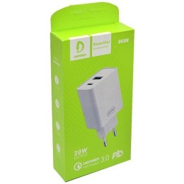 Сетевое ЗУ DENMEN DC08 (USB QC3.0/PD 20W) белое