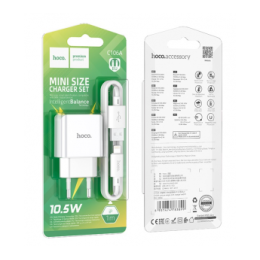 Сетевое ЗУ HOCO C106A + кабель Lightning (USB/2.1A) белый