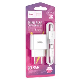 Сетевое ЗУ HOCO C106A + кабель Type-C (USB/2.1A) белый