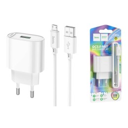 Сетевое ЗУ HOCO C109A + кабель Micro USB (USB QC3.0/10,5W) белое