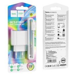 Сетевое ЗУ HOCO C109A + кабель Micro USB (USB QC3.0/18W/3A) белое