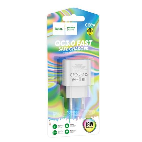 Сетевое ЗУ HOCO C109A (USB QC3.0/18W) белое