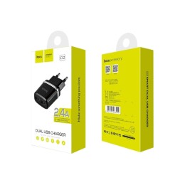 Сетевое ЗУ HOCO C12 (2USB/2.4A) черное