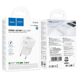Сетевое ЗУ HOCO C167А (USB QC3.0/PD 30W/3A) белое