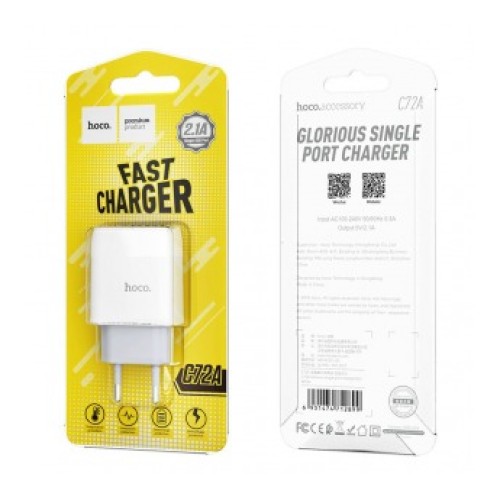 Сетевое ЗУ HOCO C72A (USB/2.1A) белое