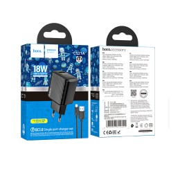Сетевое ЗУ HOCO CS21A + кабель Micro USB (USB QC3.0/18W) черное