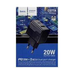 Сетевое ЗУ HOCO CS71A (USB QC3.0/PD 20W/3A) черное