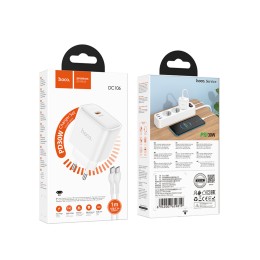 Сетевое ЗУ HOCO DC106 + кабель Type-C/Type-C (PD 30W/3A) белое