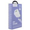 Сетевое ЗУ HOCO N65 + кабель Type-C/Type-C (USB QC3.0/PD 20W) белое