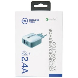 Сетевое ЗУ Red Line Tech NQC-4 (USB QC3.0/2.4A) белое