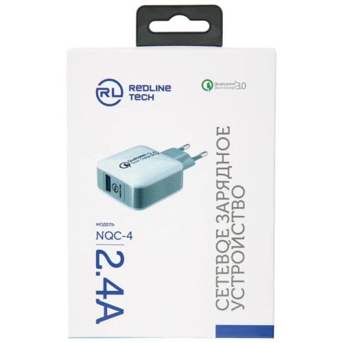 Сетевое ЗУ Red Line Tech NQC-4 (USB QC3.0/2.4A) белое