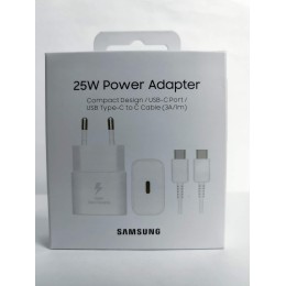 Сетевое ЗУ SAMSUNG EP-T2510 + кабель Type-C/Type-C (PD/3A/25W) белое ORG