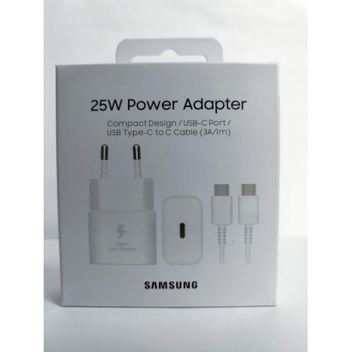 Сетевое ЗУ SAMSUNG EP-T2510 + кабель Type-C/Type-C (PD/3A/25W) белое ORG