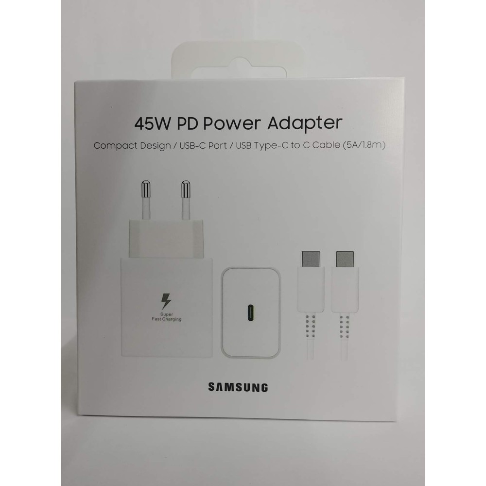 Сетевое ЗУ SAMSUNG EP-T4510 + кабель Type-C/Type-C (PD/3A/45W) белое ORG