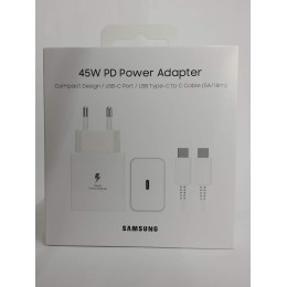 Сетевое ЗУ SAMSUNG EP-T4510 + кабель Type-C/Type-C (PD/3A/45W) белое ORG