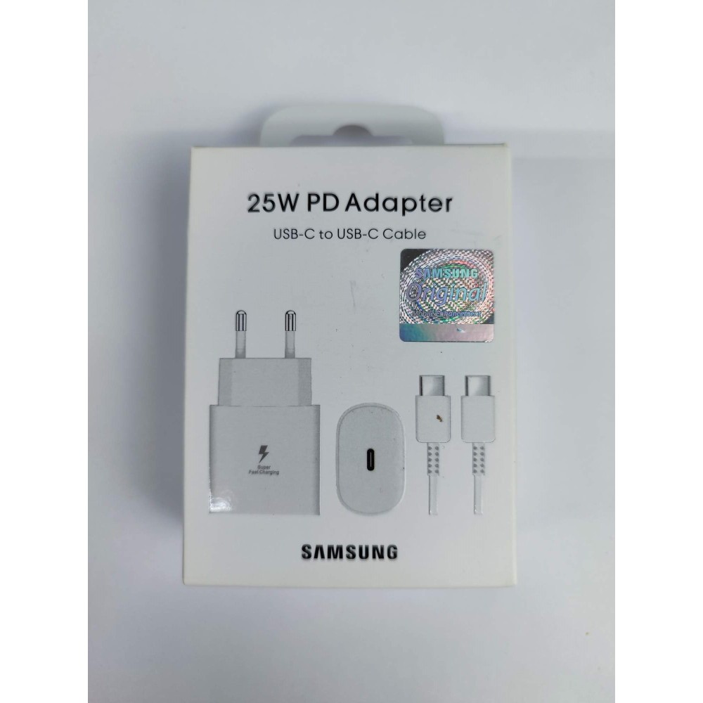 Сетевое ЗУ SAMSUNG EP-TA800 + кабель Type-C/Type-C (PD/25W) белое ORG