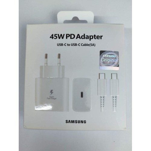 Сетевое ЗУ SAMSUNG EP-TA845 + кабель Type-C/Type-C (PD/5A/45W) белое ORG