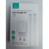 Сетевое ЗУ USAMS CC226 + кабель Type-C/Type-C (PD 20W/3A) белое