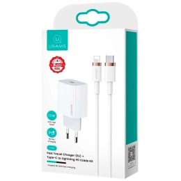 Сетевое ЗУ USAMS T49 + кабель Lightning/Type-C (PD 20W/3A) белое