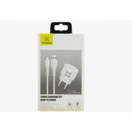 Сетевое ЗУ USAMS TU Series + кабель Micro USB (2USB/2.1A) белое