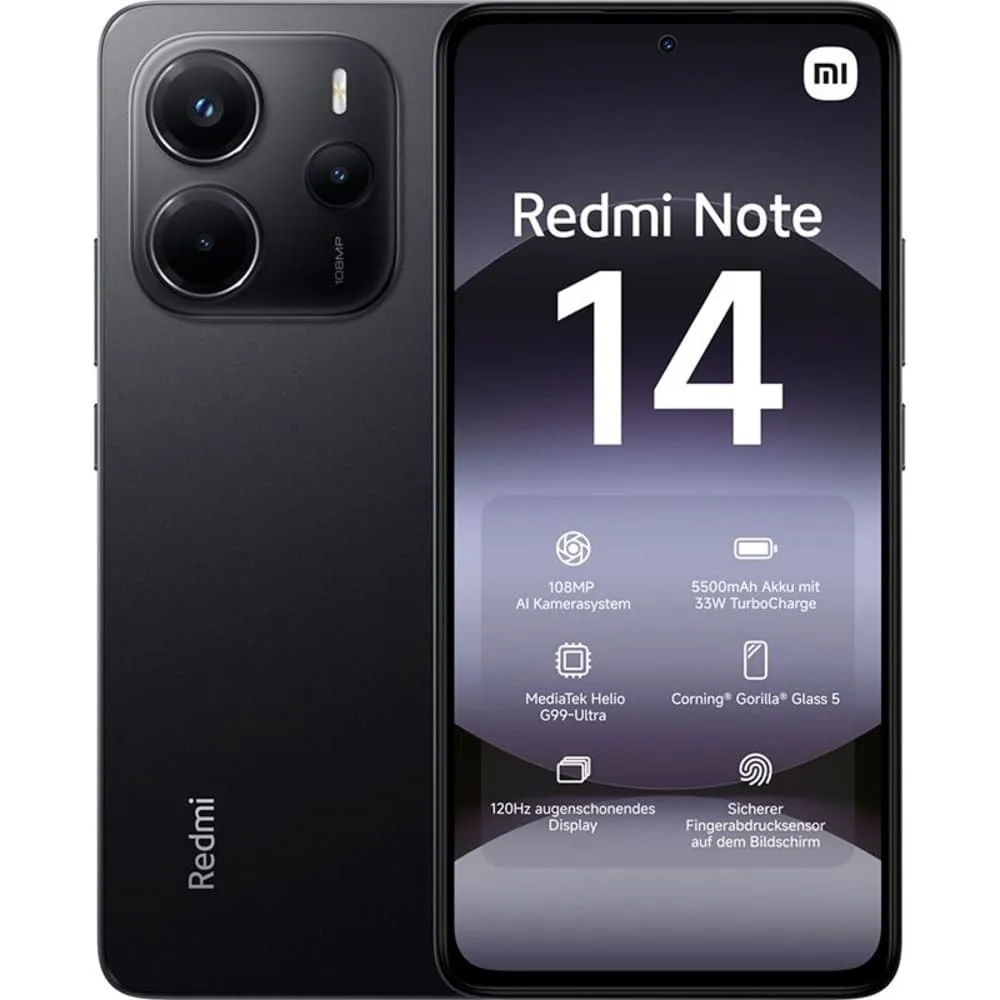 Смартфон XIAOMI Redmi Note 14 6Gb/128Gb Midnight Black (6,67"/108+20МП/4G/5500mAh)