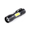 Светодиодный алюминевый фонарь 3Вт LED + 3Вт COB 2AA черный