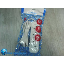 Удлинитель SMARTBUY, 4 гнезда 3 метра 10А/2,2кВт без заземления ПВС 2х1,0