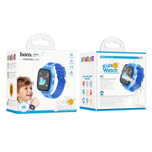 Умные часы HOCO Y100 (1.4"/2G/GPS/IP65/функция звонка/400mAh) детские синие 