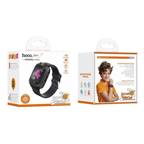 Умные часы HOCO Y105A (1.44"/400mAh/2G/GPS/IPX7/камера/функция звонка/Уведомления) детские черные